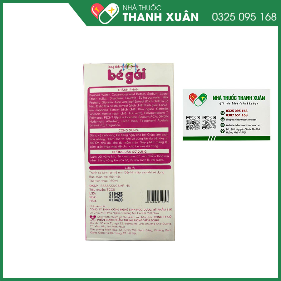 Dung dịch vệ sinh cao cấp Bé Gái